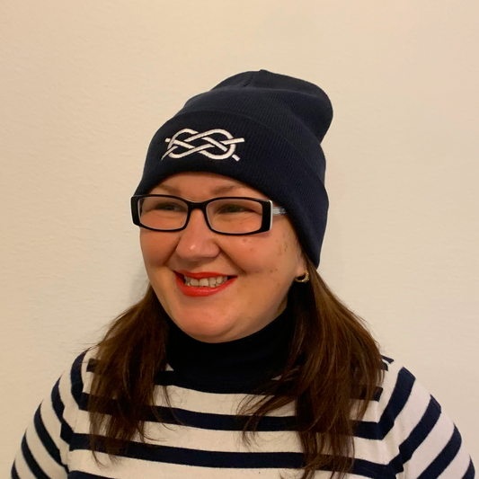 Beanie with Carrick Bend Knot Embroidery