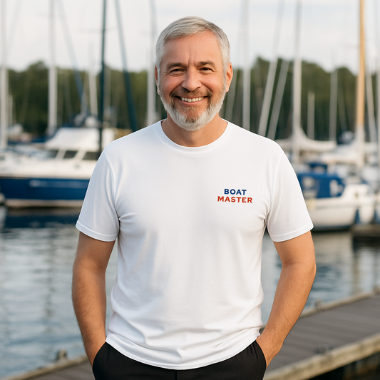 Boat Master T-shirt (męska) Biała, granatowa