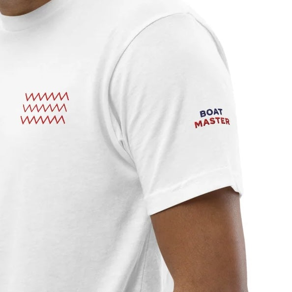Boat Master t-shirt with Zig Zag Stitch Embroidery (white/men)