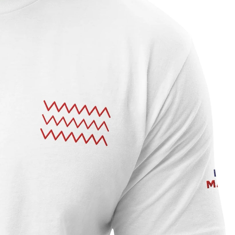 Boat Master t-shirt with Zig Zag Stitch Embroidery (white/men)